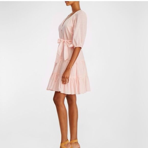 Veronica Beard Dewey Tiered Cotton Button-Up Dress Pink Haze NWT $398 - Picture 6 of 7